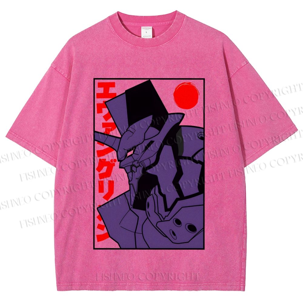 Unisex Neon Genesis Evangelion Printed Washed Tee