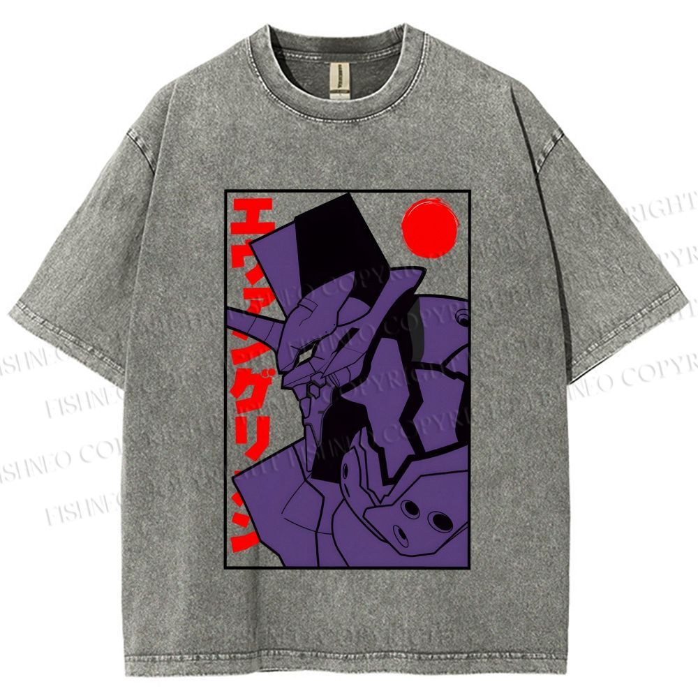 Unisex Neon Genesis Evangelion Printed Washed Tee