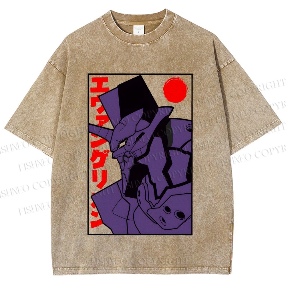 Unisex Neon Genesis Evangelion Printed Washed Tee