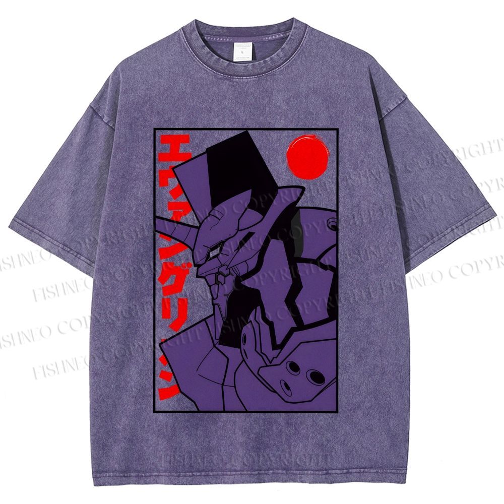 Unisex Neon Genesis Evangelion Printed Washed Tee