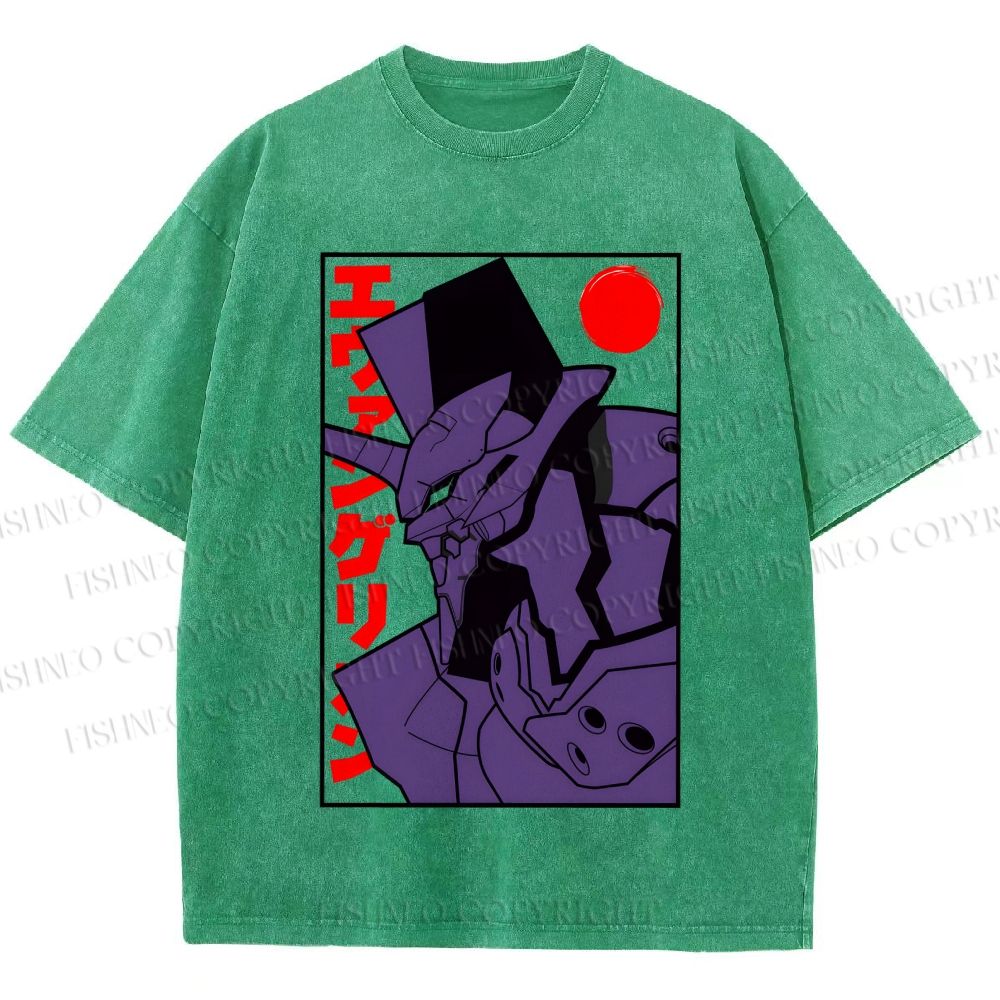 Unisex Neon Genesis Evangelion Printed Washed Tee
