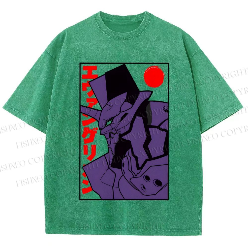 Unisex Neon Genesis Evangelion Printed Washed Tee