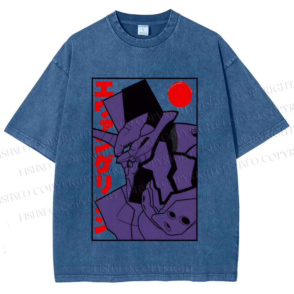 Unisex Neon Genesis Evangelion Printed Washed Tee