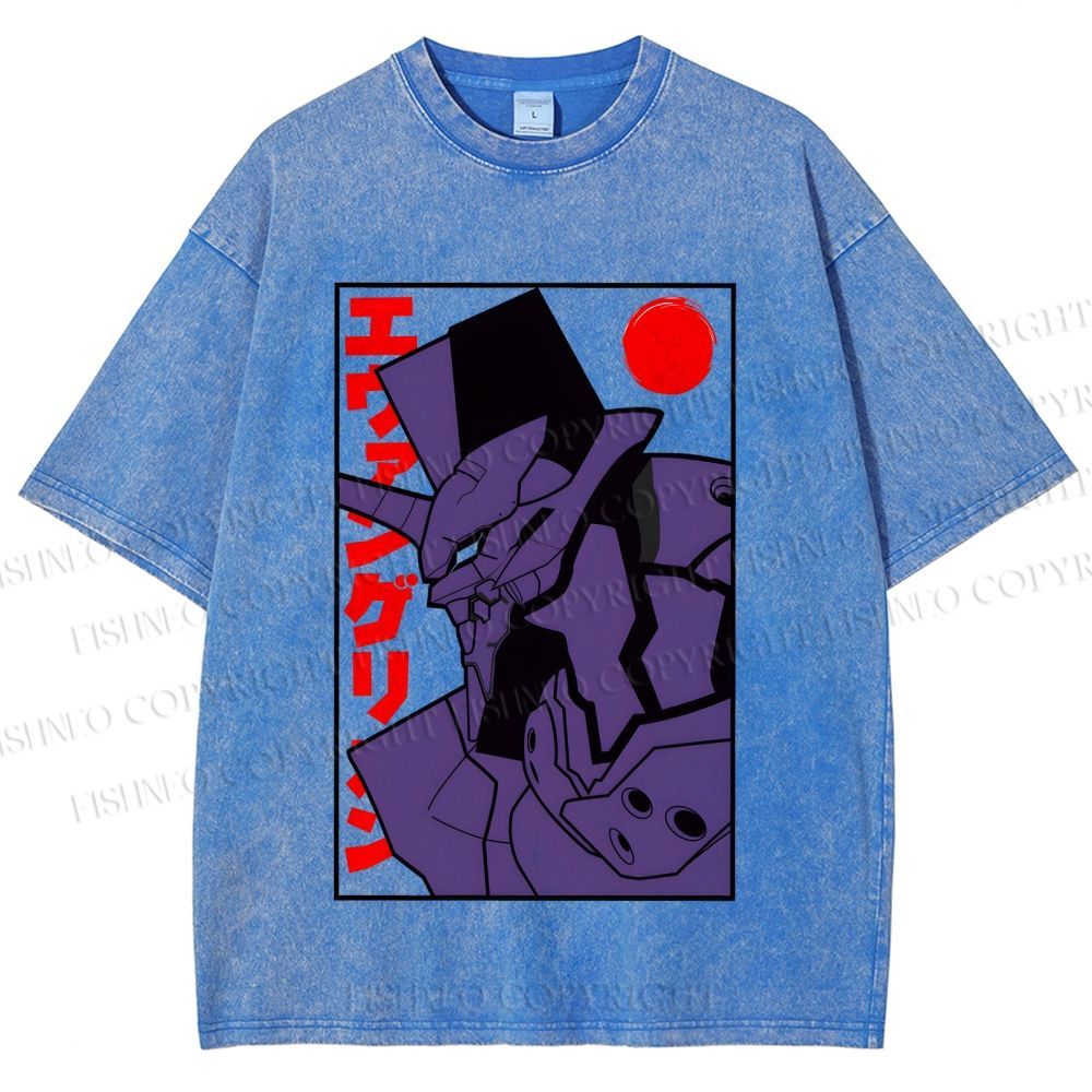 Unisex Neon Genesis Evangelion Printed Washed Tee