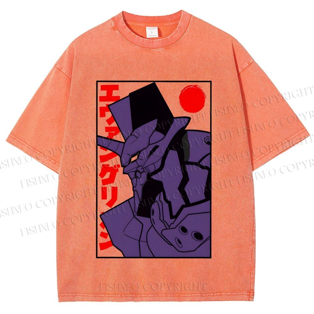 Unisex Neon Genesis Evangelion Printed Washed Tee