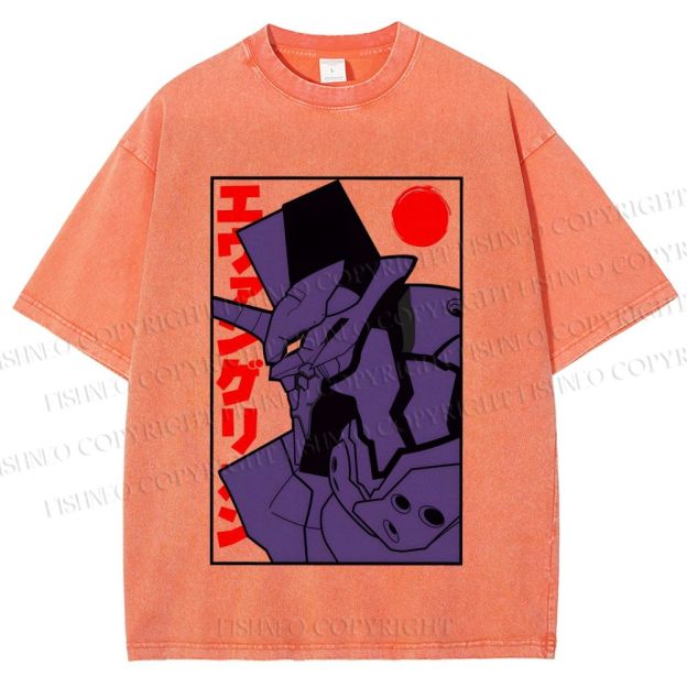 Unisex Neon Genesis Evangelion Printed Washed Tee