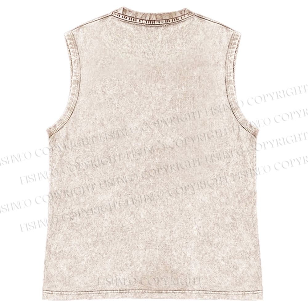 Unisex Bauhaus Cat Printed Washed Tank Top