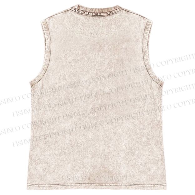 Unisex Bauhaus Cat Printed Washed Tank Top