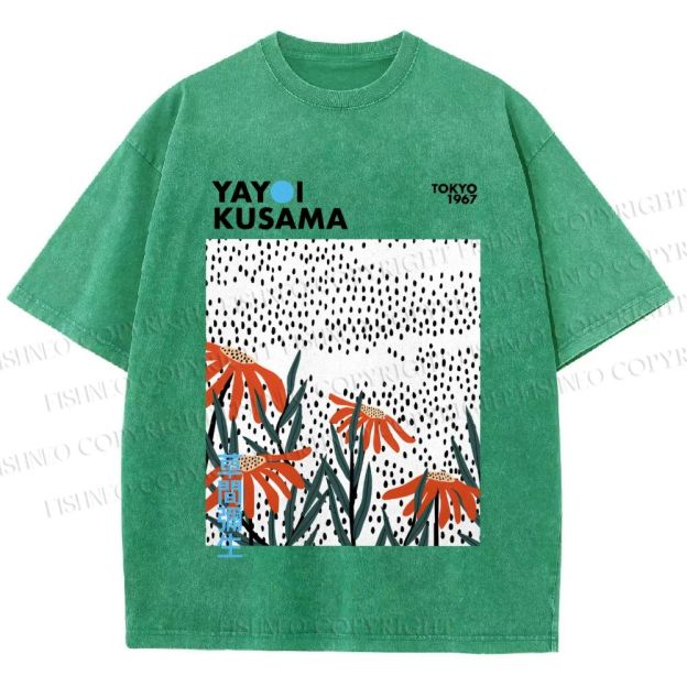 Unisex Yayoi Kusama Flowers Printed Washed Tee