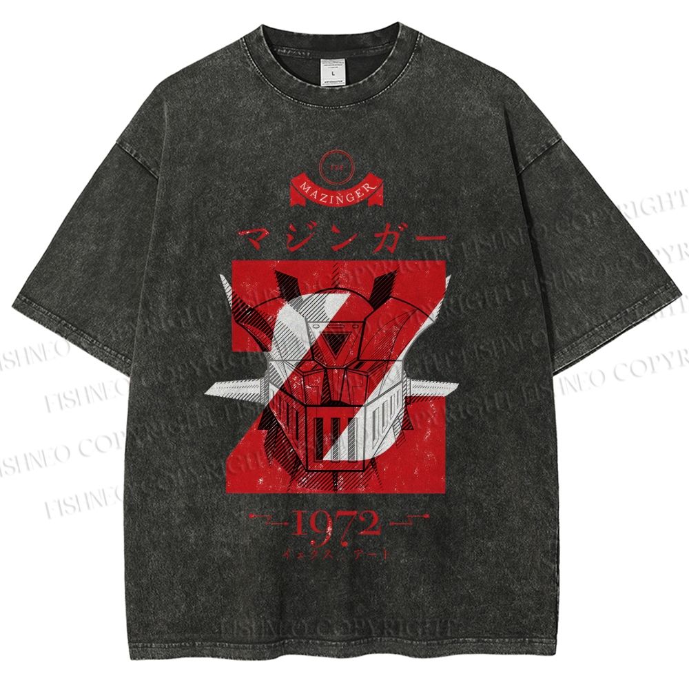 Unisex Mazinger Z Printed Washed Tee