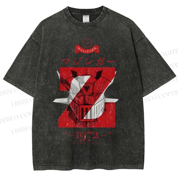 Unisex Mazinger Z Printed Washed Tee