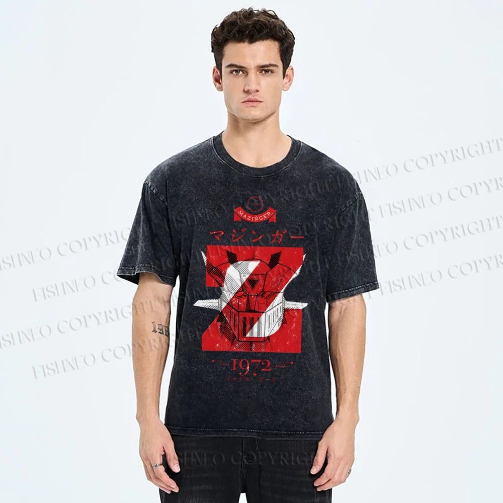 Unisex Mazinger Z Printed Washed Tee