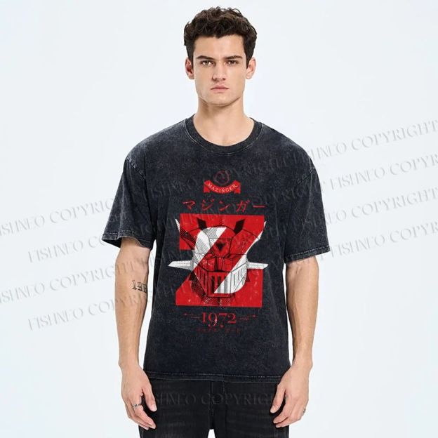 Unisex Mazinger Z Printed Washed Tee