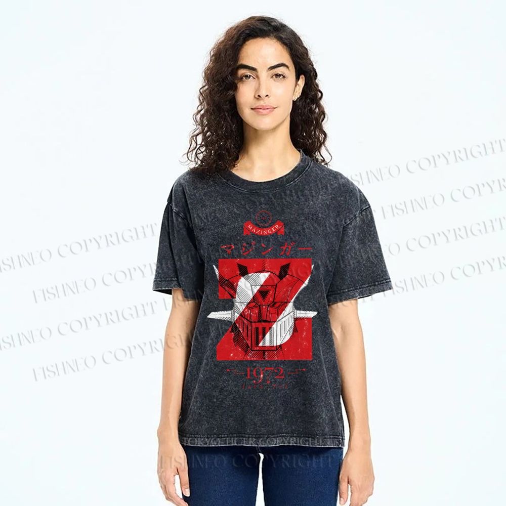 Unisex Mazinger Z Printed Washed Tee