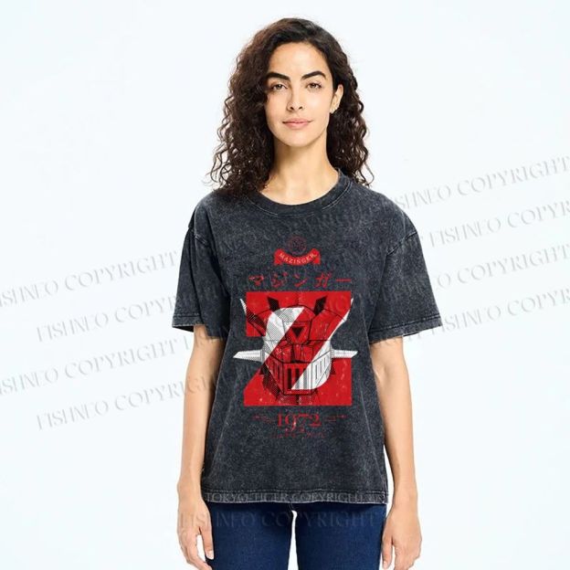 Unisex Mazinger Z Printed Washed Tee