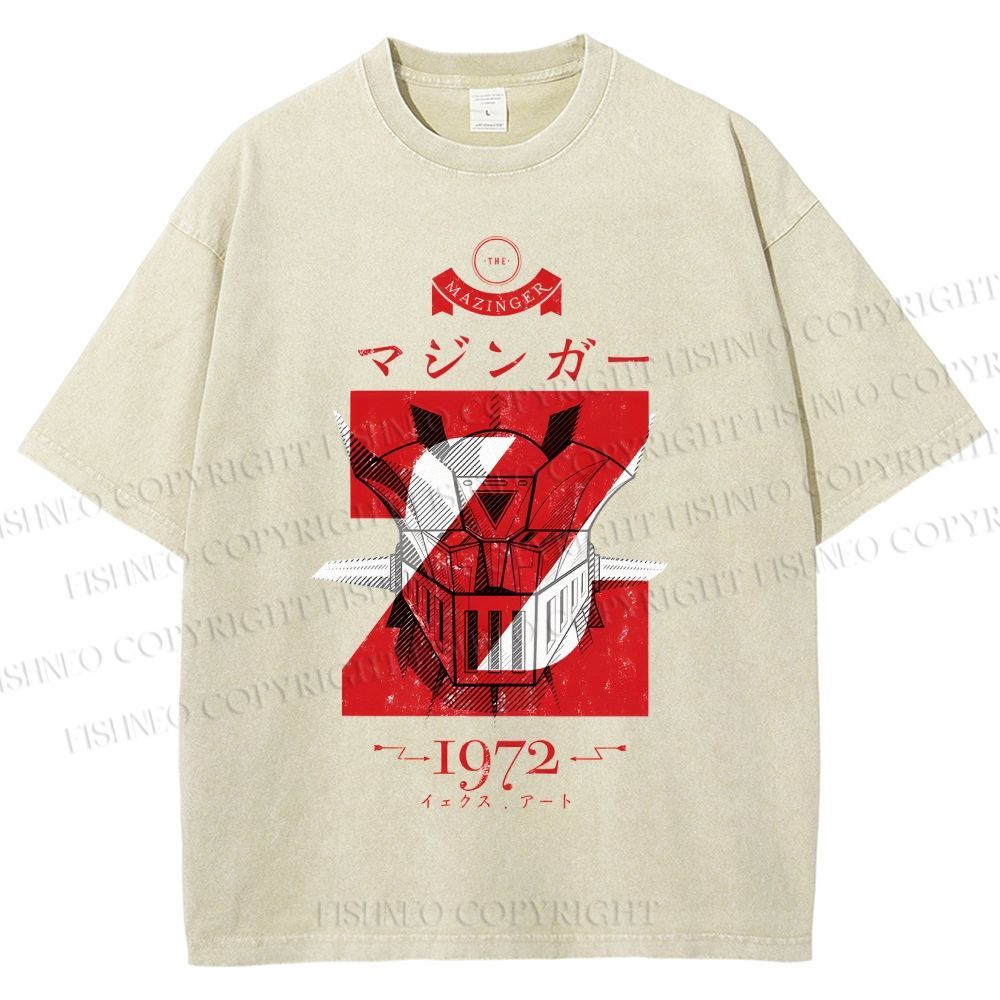 Unisex Mazinger Z Printed Washed Tee