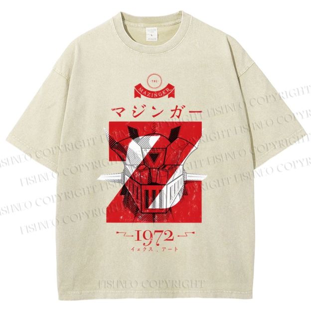 Unisex Mazinger Z Printed Washed Tee
