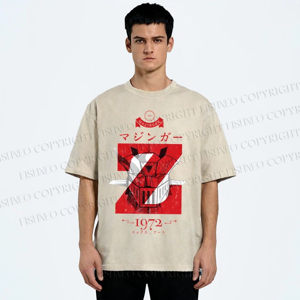 Unisex Mazinger Z Printed Washed Tee