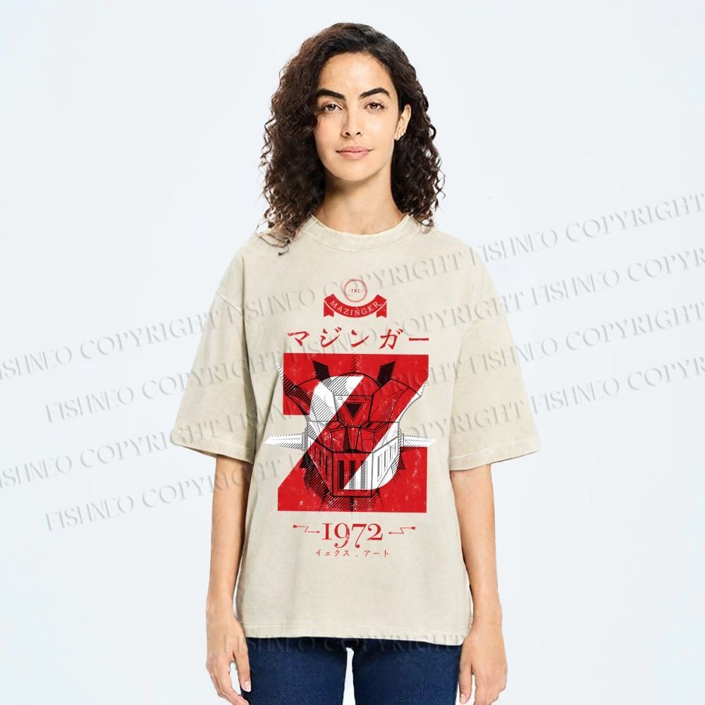 Unisex Mazinger Z Printed Washed Tee