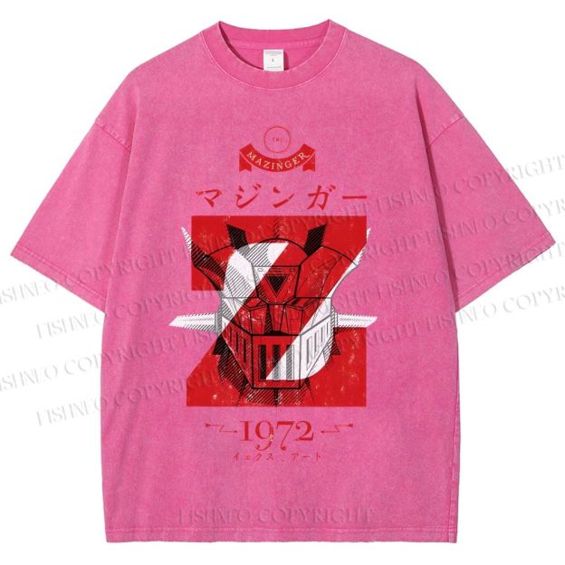 Unisex Mazinger Z Printed Washed Tee