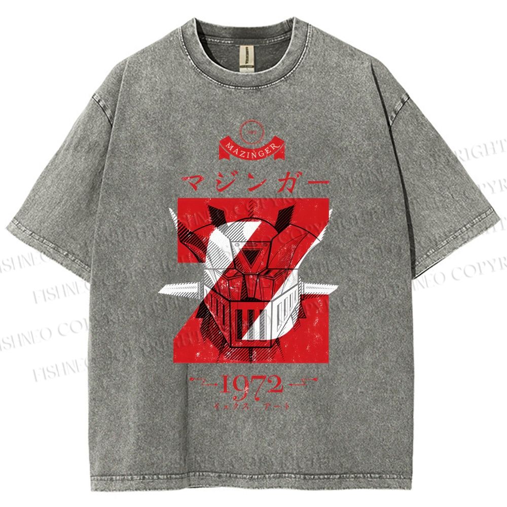 Unisex Mazinger Z Printed Washed Tee