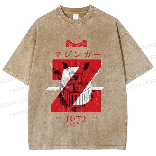Unisex Mazinger Z Printed Washed Tee