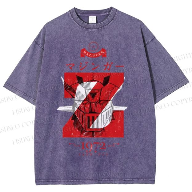 Unisex Mazinger Z Printed Washed Tee