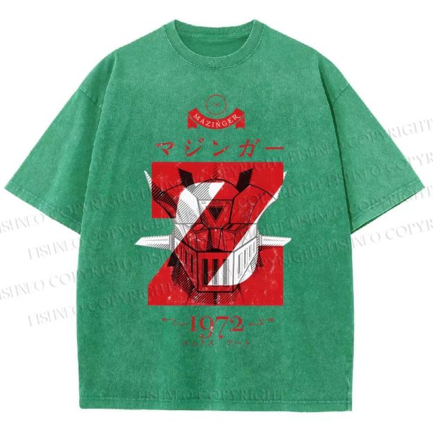 Unisex Mazinger Z Printed Washed Tee