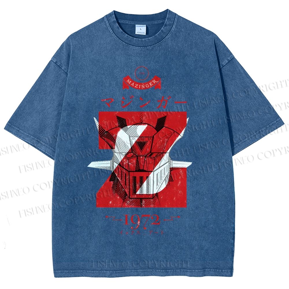 Unisex Mazinger Z Printed Washed Tee