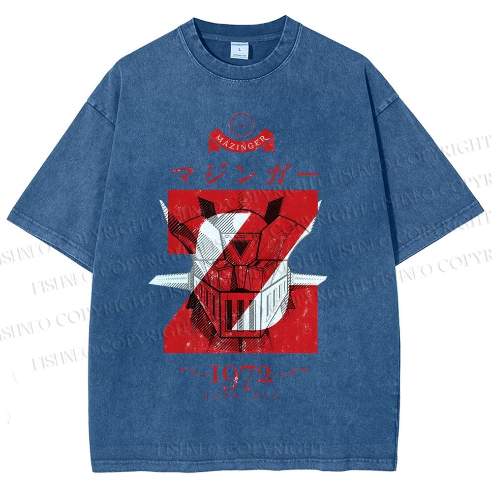 Unisex Mazinger Z Printed Washed Tee