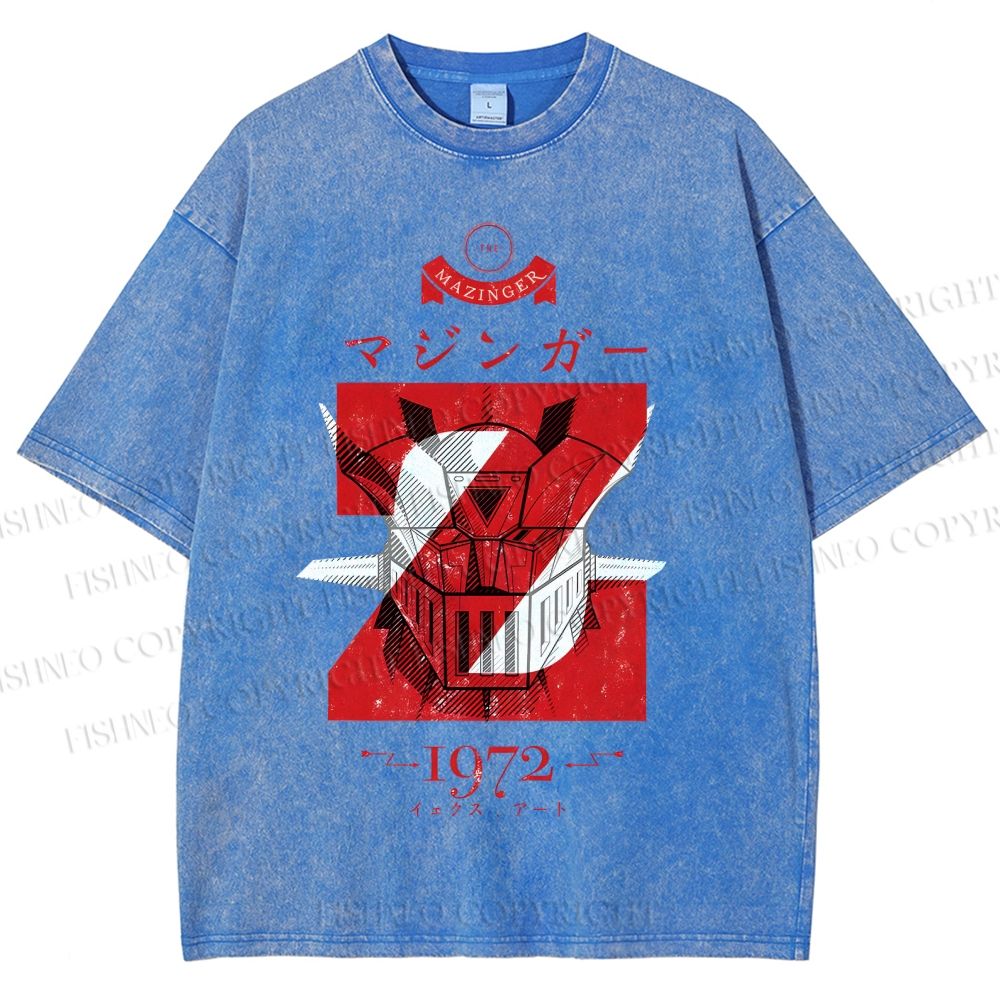Unisex Mazinger Z Printed Washed Tee