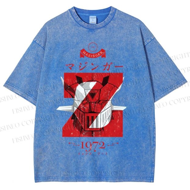 Unisex Mazinger Z Printed Washed Tee