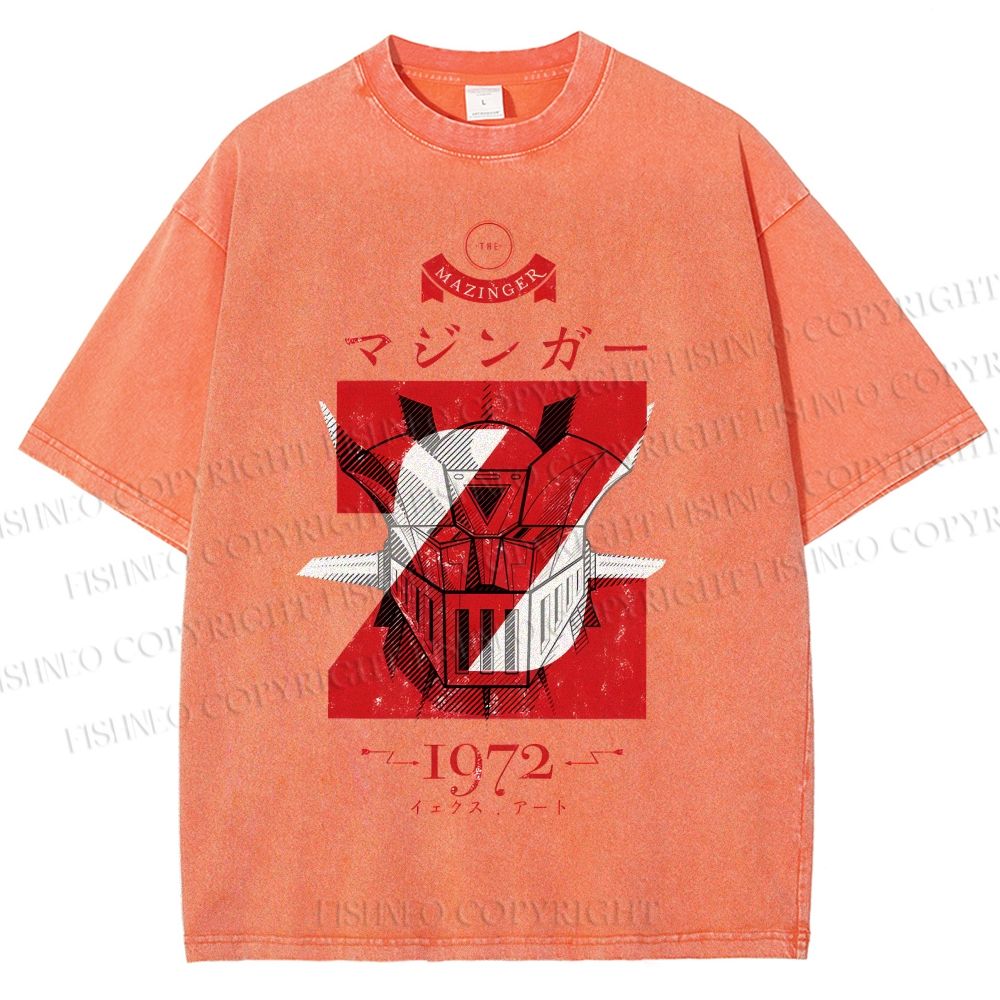 Unisex Mazinger Z Printed Washed Tee