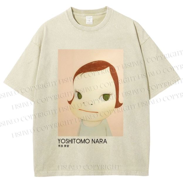 Unisex Yoshitomo Nara Girl Printed Washed Tee