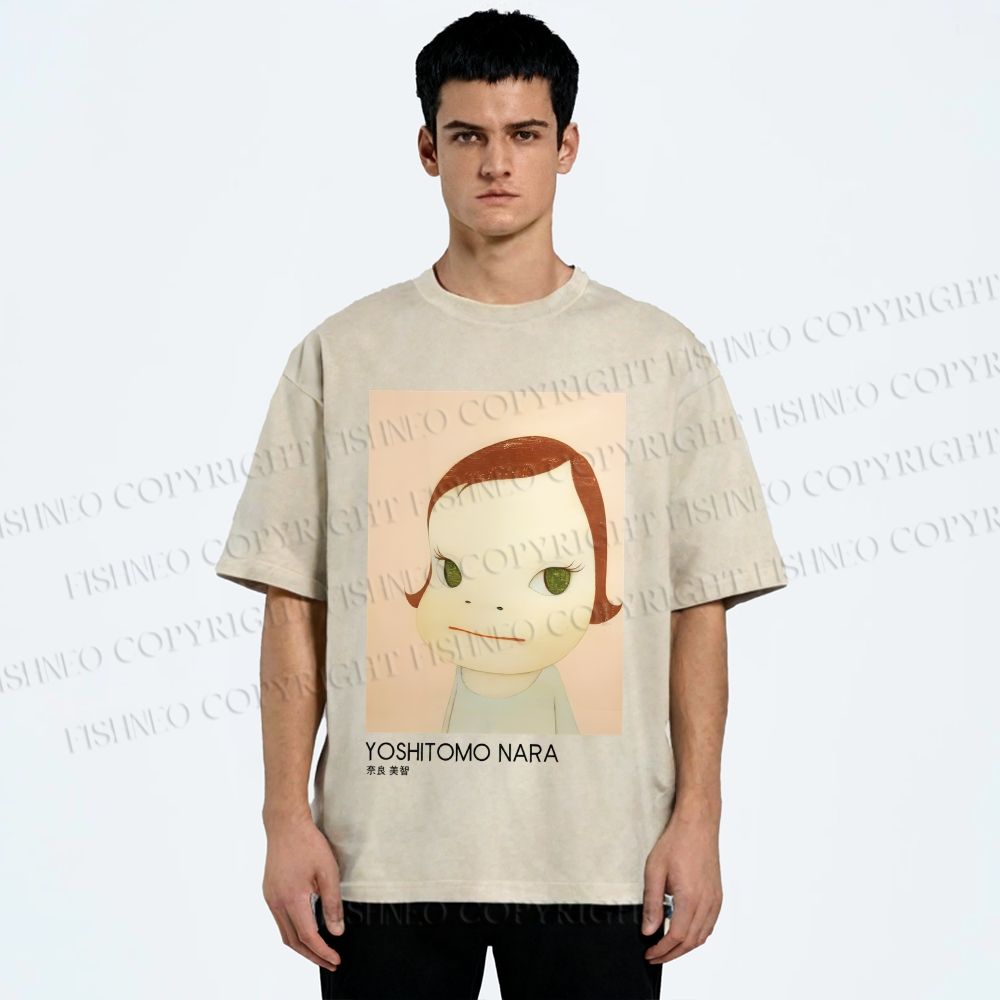 Unisex Yoshitomo Nara Girl Printed Washed Tee