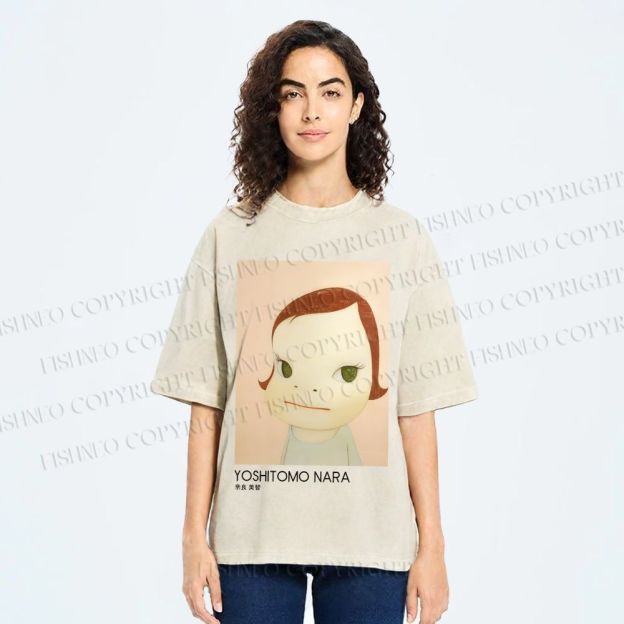 Unisex Yoshitomo Nara Girl Printed Washed Tee