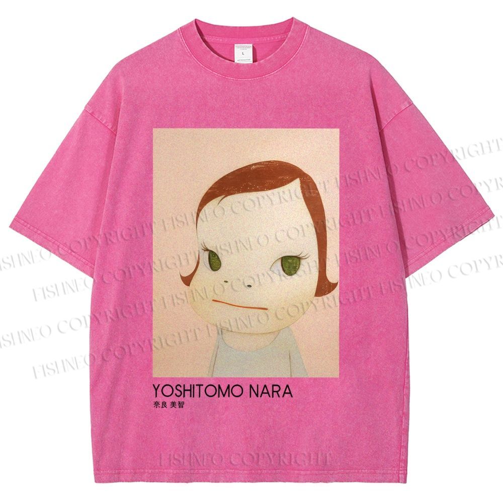 Unisex Yoshitomo Nara Girl Printed Washed Tee