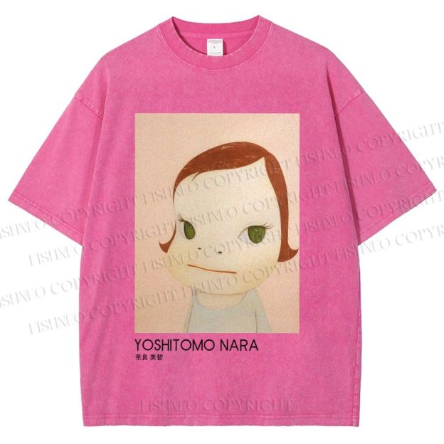 Unisex Yoshitomo Nara Girl Printed Washed Tee