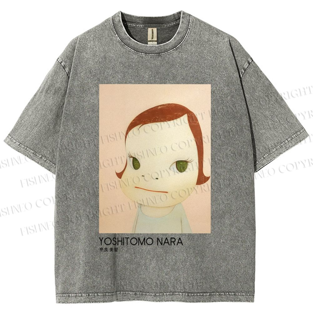Unisex Yoshitomo Nara Girl Printed Washed Tee