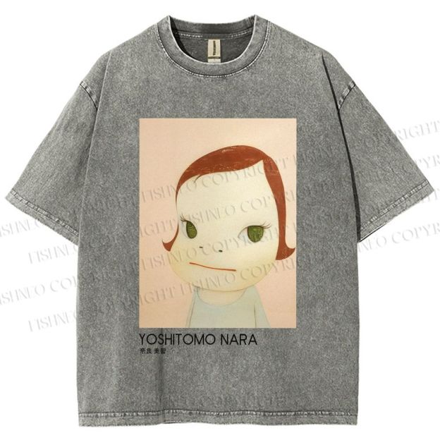 Unisex Yoshitomo Nara Girl Printed Washed Tee