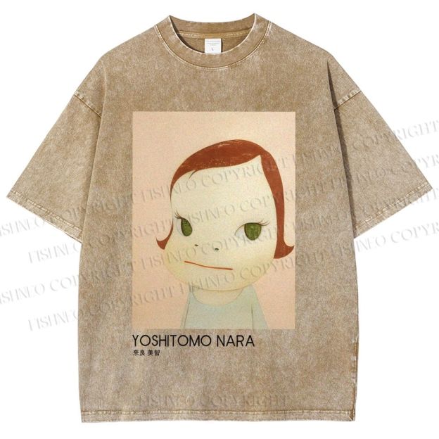 Unisex Yoshitomo Nara Girl Printed Washed Tee