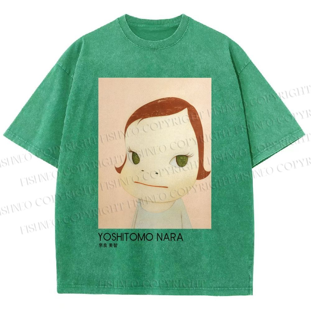 Unisex Yoshitomo Nara Girl Printed Washed Tee