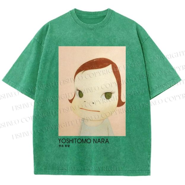 Unisex Yoshitomo Nara Girl Printed Washed Tee
