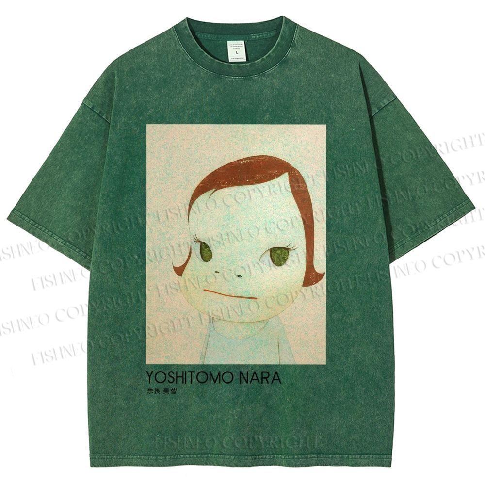Unisex Yoshitomo Nara Girl Printed Washed Tee