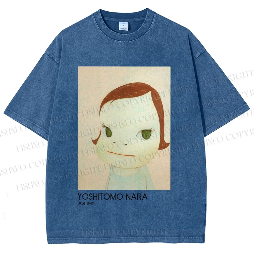 Unisex Yoshitomo Nara Girl Printed Washed Tee