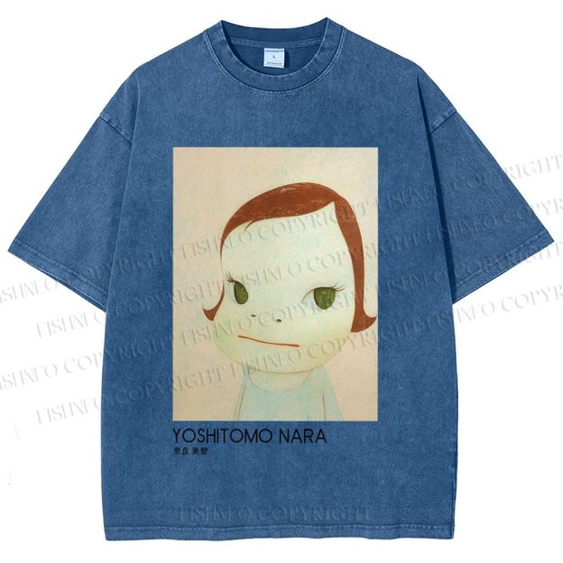 Unisex Yoshitomo Nara Girl Printed Washed Tee