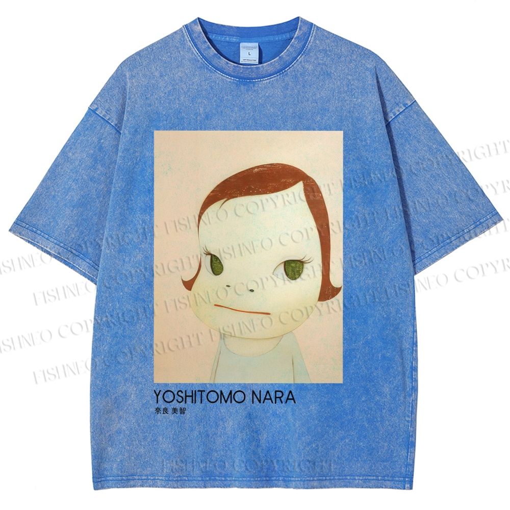Unisex Yoshitomo Nara Girl Printed Washed Tee