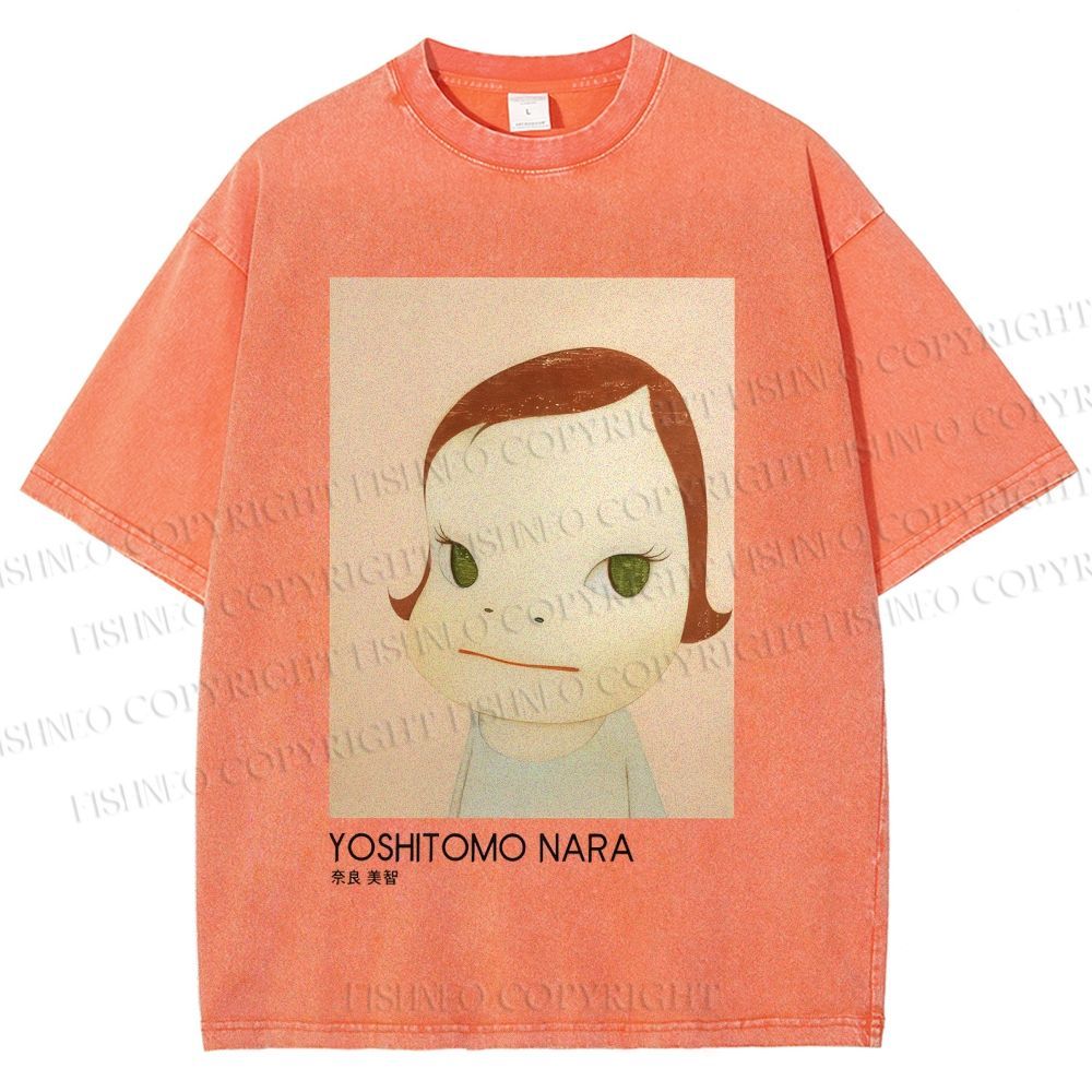 Unisex Yoshitomo Nara Girl Printed Washed Tee