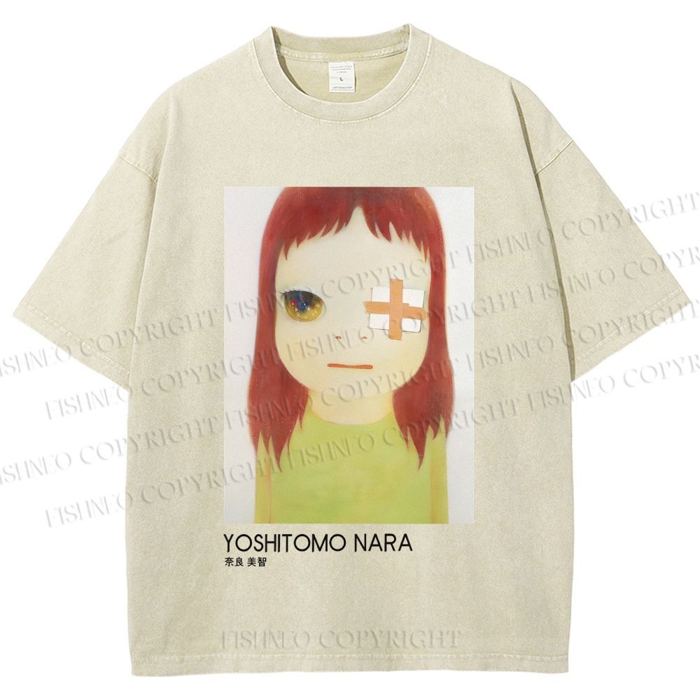 Unisex Yoshitomo Nara Girl Printed Washed Tee
