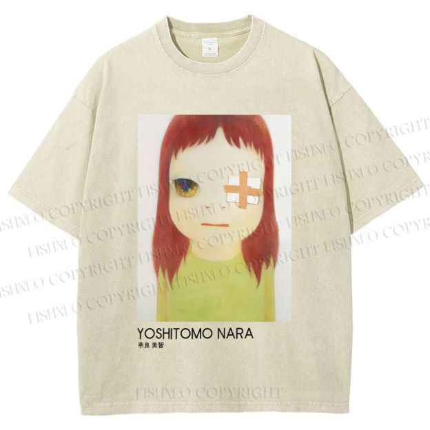 Unisex Yoshitomo Nara Girl Printed Washed Tee